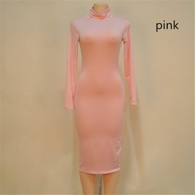 

Fashion Womens Bandage Dress Long Sleeve Sexy Nightclub Solid Color Dress Bottoming skirt