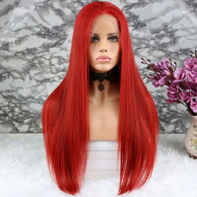 

9A Lace Front Human Hair Wigs Red Straight Hair Wigs with Baby Hair Unprocessed Brazilian Virgin Hair for Women 130 Density