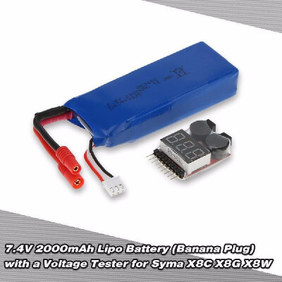 

74V 2000mAh Lipo Battery wBuzz Alarm Voltage Tester for Syma X8C X8W New OH3X