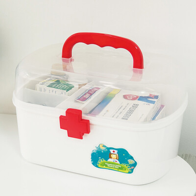 

Vilscijon Victorian plastic pill box home medicine box multi-function family first aid box large storage box 6652 white