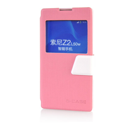 

MOONCASE View Window Leather Side Flip Pouch Ultra Slim Shell Back ЧЕХОЛ ДЛЯ Sony Xperia Z2 Pink