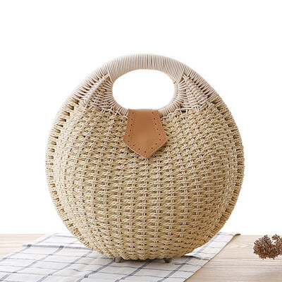 

New summer 2016 shell bag women leather woven bag straw bag beach bag cylindrical handbag large shoulder tote bag