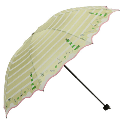 

Jingdong supermarket] Paradise umbrella silver plastic three fold sun umbrella effective sunny sun umbrella gold powder Liang plastic 30076 rubber red