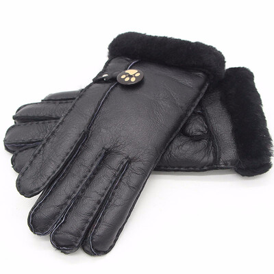 

2018 Winter Womens Leather Gloves Russian Womens Gloves Warm Gloves Sheepskin Leather Wool Lining Multi-Color Discount