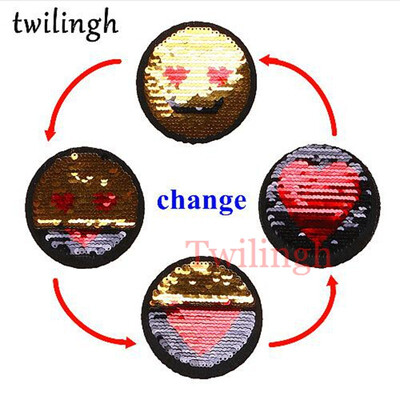 

twilingh 1pc Reversible Change Color Sequins Patches DIY Appliques