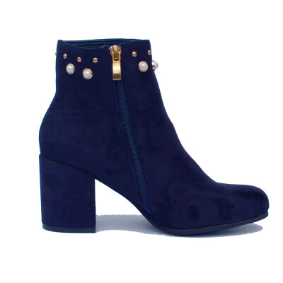 

Pearl autumn ankle boots for women fashion rivets high heels shoes woman