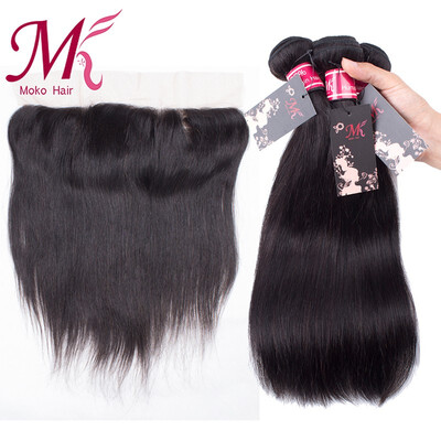 

Moko Hair Brazilian Virgin Hair with 13×4 Closure Human Hair Bundles Brazilian Hair Straight Hair with Lace Frontal Closure
