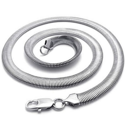 

Hpolw Newest Vintage Fashion Jewelry Stainless Steel Casting 925 Silver Jewelry Mens Necklace Flat shape Snake Chain 8mm 224"Animal Necklace