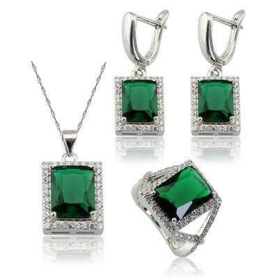 

EIOLZJ Pink Cubic Zirconia Silver Plated Jewelry Sets for Women Six Colors Available Free Jewelry Box