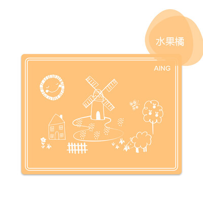 

Ayin childrens silicone table mat baby waterproof mat insulation mats kindergarten out travel convenient to carry folding dining place mat orange