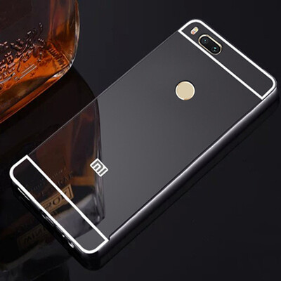 

For xiaomi mi a1 Luxury Shining Mirror effect Hybrid case For Xiaomi Mi 5X Aluminum Alloy Meta frame Hard PC back cover Bumper