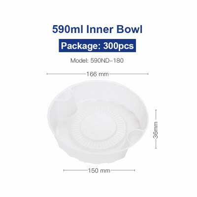 

OTOR 350440590ml Disposable Plastic Inner Bowl Liner Layered Round Tray Take-away Compartment Clear Bowl Liner 360pcs300pcs