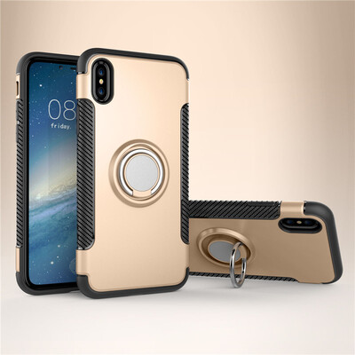 

For iPhone X 7 8 Plus Ring Magnetic Shockproof Rugged Hybrid Phone Case Cover
