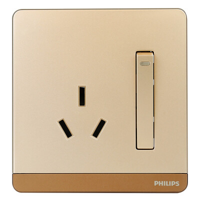 

Philips (PHILIPS) switch socket fly series 10A five-hole socket with a single control large rocker switch champagne