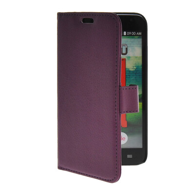 

MOONCASE Litch Skin Leather Side Flip Wallet Card Slot Pouch Slim Shell Back Case Cover for LG L70 Purple