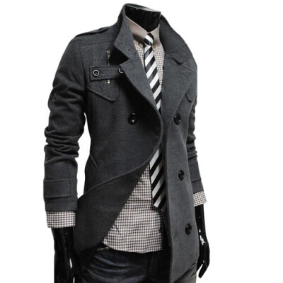 

CT&HF Men Woollen Silm Coat Leisure Fashion Jacket Pure Color Jacket Hot Selling Double-Breasted Coat Personality Handsome Coat