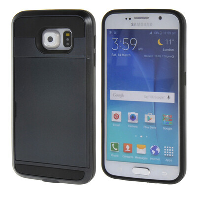 

MOONCASE Case for Samsung Galaxy S6 Soft Silicone Gel TPU Skin With Card Holder Protective Case Cover Black
