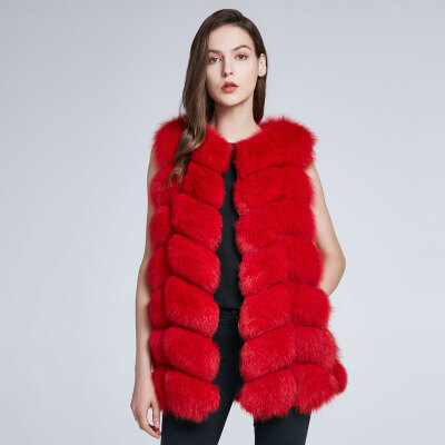 

Womens Jacket Fox Fur Vest Real Fur Coat Furry Jacket Natural Fox Fur Warm Fashion Stitching Stripe New Discount 2018 New