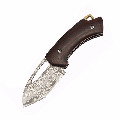 

CHACHEKA D2 Folding Knife Damascus Red Sandalwood Handle Portable Pocket Knives Outdoor Camping Hunting Jackknife