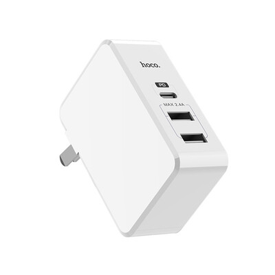 

HOCO 2Ports EU USB Charger 5V3A Fast PD Charger USB Type C Travel Wall Charger Adapter for Apple MacBookiPhone X 8 Plus Xiaomi