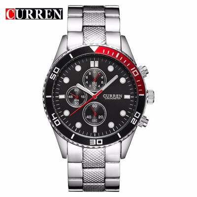 

CURREN 8028 Elegant Quartz Steel Watch Mens Wristwatches with Point ScalesRound Dial-Black