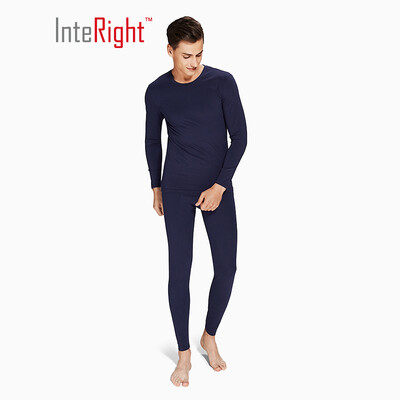 

INTERIGHT Qiuyi Qiuku 50S long-staple cotton spandex super soft warm mens round neck set ingenuity to create Jingshu cotton craft ash gray L