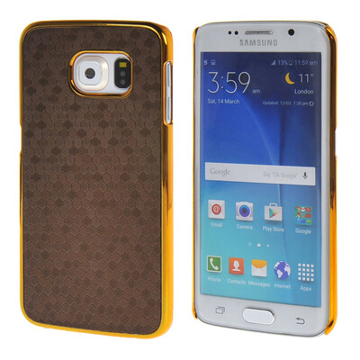 

MOONCASE Gold Chrome Scale films Style Hard Back Case Cover for Samsung Galsxy S6 Edge Coffee