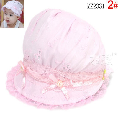 

Buebos Ninos Summer Baby kids Basic Pearl Flower Cotton Lace Hat Visor Cap