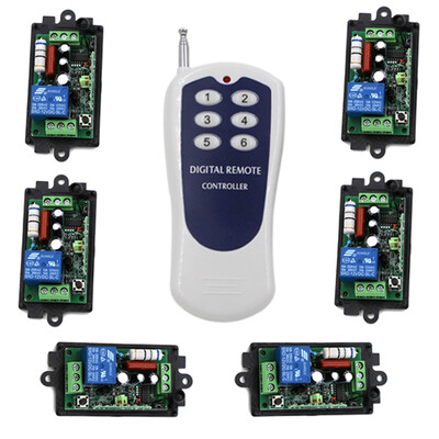 

MITI smart home wireless remote switch 220v,Power Switch System 6 Receiver& 1 Transmitter 6CH 10A Light Lamp LED SMD ON OFF