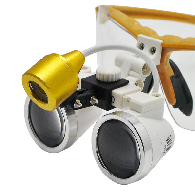 

2.5x420mm Dentist Dental Surgical Medical Binocular Loupes Optical Glass Loupe + Portable LED Head Light Lamp GOLDEN 2015 09h