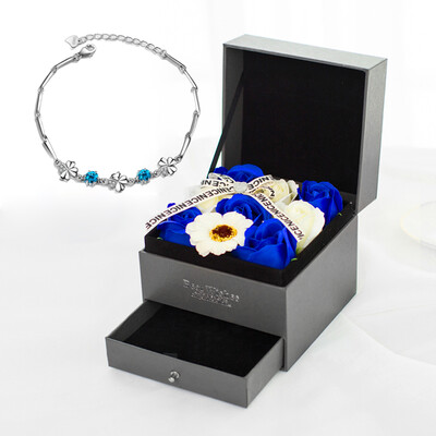 

Star Scented Soap Flower Drawer Gift Box Love Witness Set Blue Flower Blue Lucky Grass Silver Bracelet