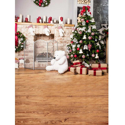 

Golden Xmas Trees Polar Bear Photo Backdrop 57FT Vinyl Fabric Cloth Digital Printing Photo Background st-569