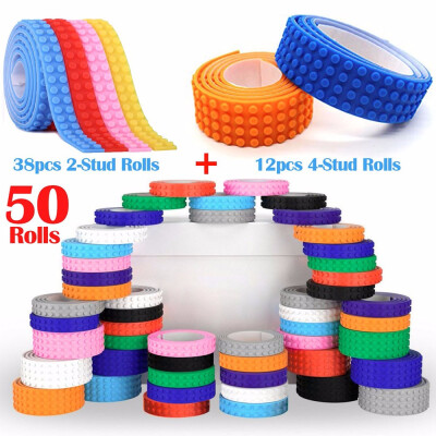 

Block Tapes for Toys Building Block Tape Strip Rolls Self-Adhesive Loops Non-Toxic Food Grade Silicone Toys for Kids Adults Reusab