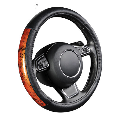 

Classic Car Steering Wheel Cover Small Black Lychee Pattern Crescent Wood Grain Universal 38cm 15 inch Car Styling for Toyota