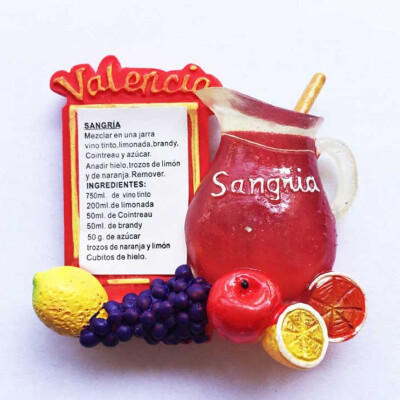 

1Pcs Creative New Arrival Spain Valencia Sangria Fridge Magnets Stickers Travel Tourist Souvenirs Gifts