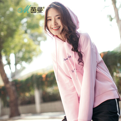 

INMAN literary fan letter print wild pullover sweater female 1881082274 pink XL