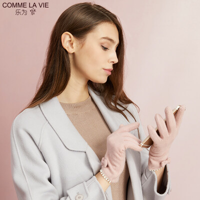 

Le for comme lavie touch screen gloves ladies autumn&winter days wool points finger gloves thin section warm girls gloves cute solid color bow womens 17FD152 pink code