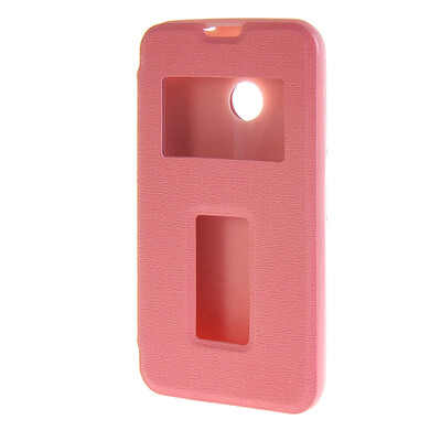 

MOONCASE Side Flip Hard board Slim Leather Bracket Window Case Cover for Microsoft Lumia 530 Pink