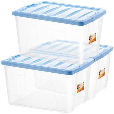 

JEKO&JEKO plastic transparent storage box large storage box 56L 3 only household quilt clothes toy storage box luxury storage box blue SWB-5327