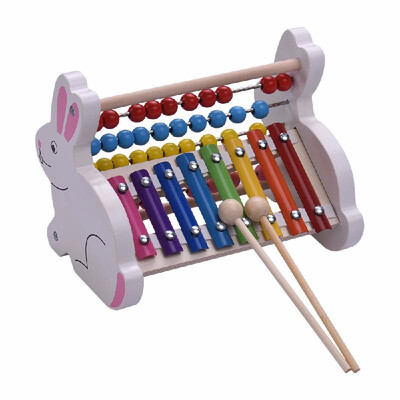 

2-in-1 Wooden 8 Notes Xylophone Glockenspiel Abacus Beads Early Educational Toy Percussion Instrument Musical Gift for Kids Childr