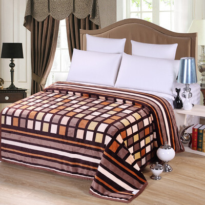 

European Style Coffee-Colored Checked Pattern Throw Fleece Blanket On The Bed Soft Autumn Upgraded Flannel For Sofa Home Blanket