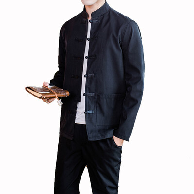 

Solid color jacket set Chinese style mens jacket set