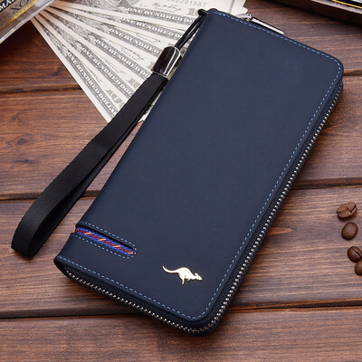 

Mens wallet long zipper wallet old grind large capacity handbag