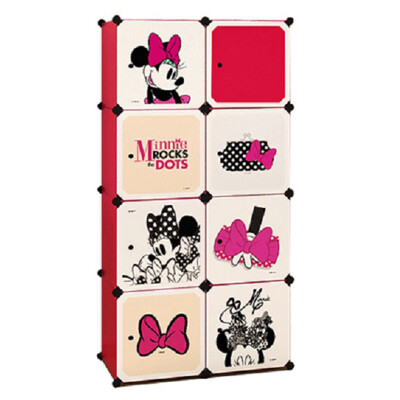 

DISNEY Minnie storage cabinet simple wardrobe various optional 8 door 6 grid 1 hanging resin plastic closet adult baby child combination locker