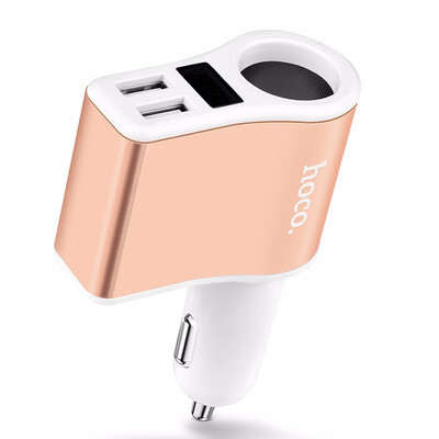 

HOCO Z10 Car Charger Digital Display Dual USB Charging Lighter Slot for iPhone iPad Samsung Xiaomi Phone Adapter Car-charger