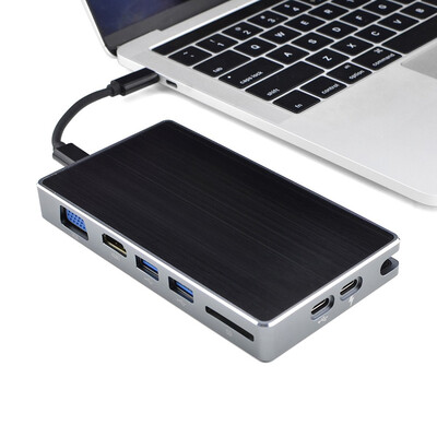 

USB C Adapter All in One Type-C to 30 HUBHDMIVGARJ45SDUSB30 Converter with PD Charging for MacBookPro 2017
