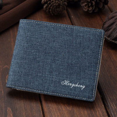 

Canvas youth short wallet male Korean version slim boy student cross section wallet leisure