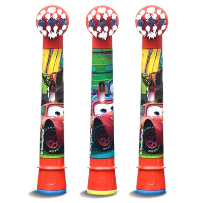

Oralb childrens electric toothbrush head 3 sticks for DB4510K D10 D12 childrens electric toothbrush crazy racing pattern style random EB10-3K