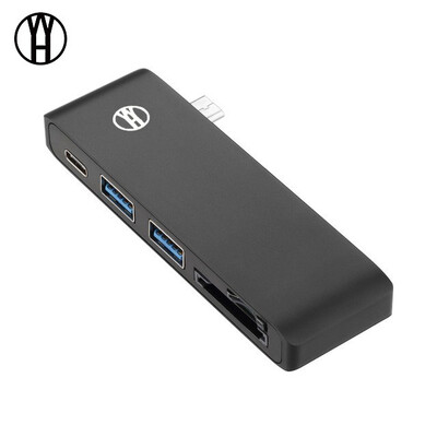 

WH T5 usb Type C Hub Adapter with 2 USB 30 ports SD&Micro SD Card slots&a Charging port for MacBookPro USB C Hub