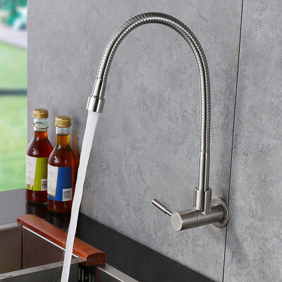 

304 stainless steel kitchen faucet into the wall of a single cold sink faucet